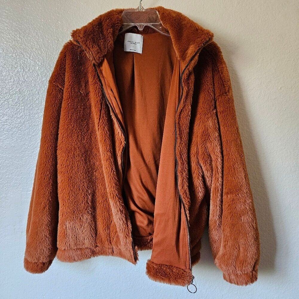 Angel Kisses Brown Faux Fur Jacket Size Large